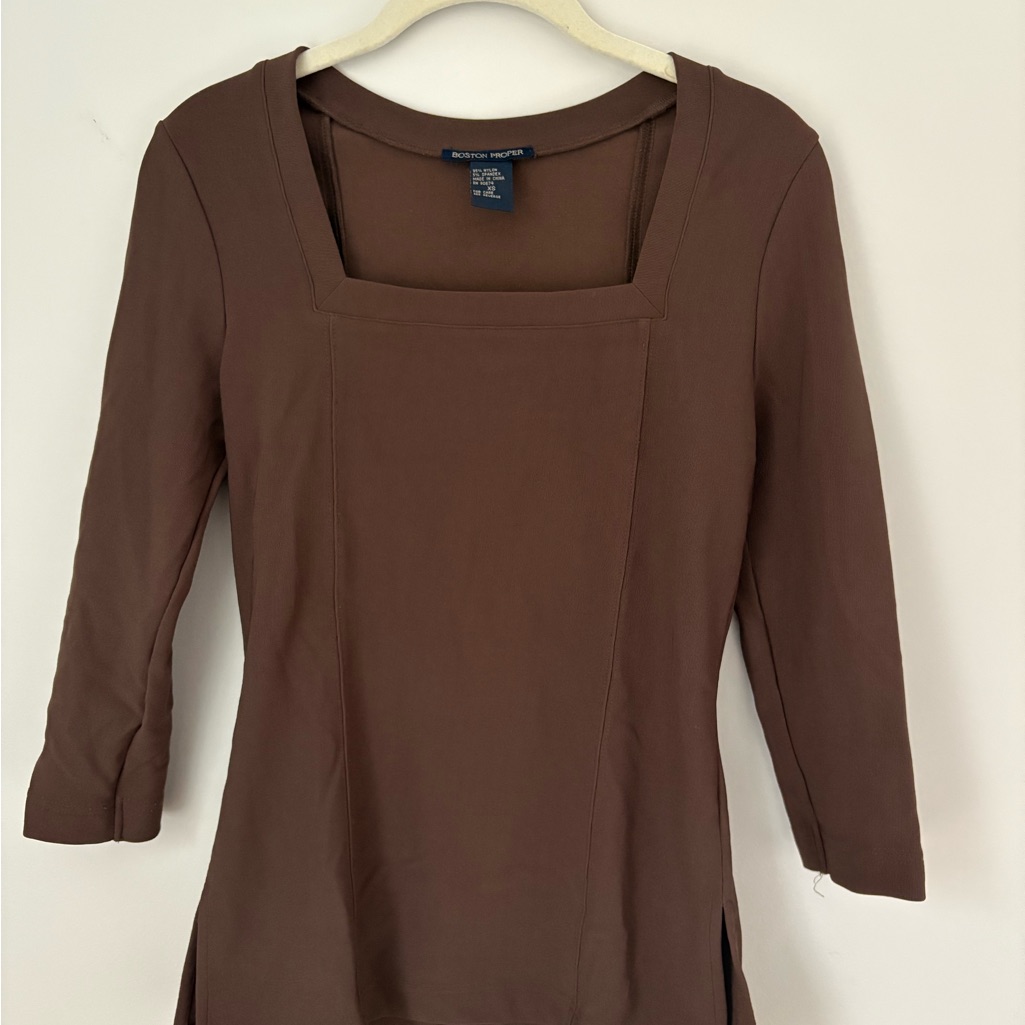 Boston Proper Brown Square Neck Top